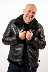 Men's leather coat Biser Black