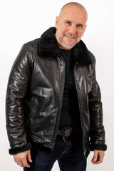 Men's leather coat Biser Black