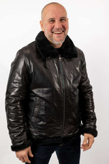 Men's leather coat Biser Black