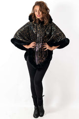 Women's leather coat Poncho Double-Faced