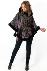 Women's leather coat Poncho Double-Faced