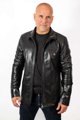 Men's leather jacket Bobi Black