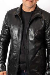 Men's leather jacket Bobi Black