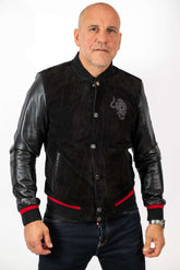Men's Leather Bomber Jacket Alex Black