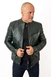Men's leather jacket Dino Green type Biker