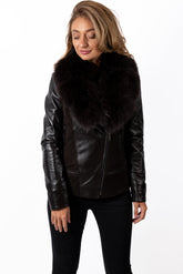 Women's leather jacket Elana with Fox Brown