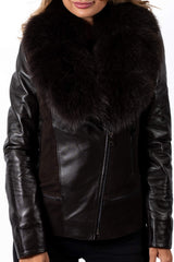 Women's leather jacket Elana with Fox Brown