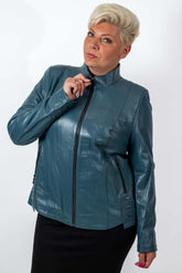 Women's leather jacket Adelina Aquamarine