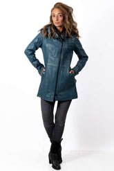 Women's leather jacket Zornitsa Aquamarine