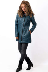 Women's leather jacket Zornitsa Aquamarine