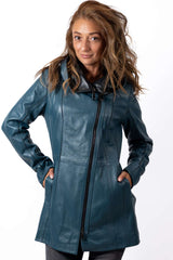 Women's leather jacket Zornitsa Aquamarine