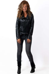 Women's leather jacket Aglaya Black