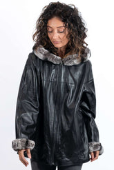 Women's leather jacket Maraya with Chinchilla double-sided