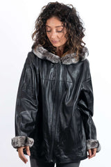 Women's leather jacket Maraya with Chinchilla double-sided