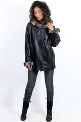 Women's leather jacket Maraya with Chinchilla double-sided