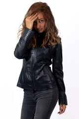 Women's leather jacket Alexa Blue