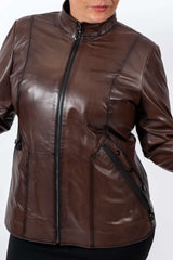Women's leather jacket Amalia Brown