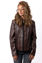 Women's leather jacket Bagryana Brown