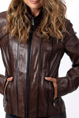 Women's leather jacket Bagryana Brown