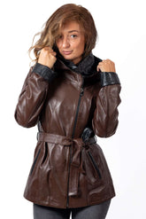 Women's leather jacket Vanina Brown