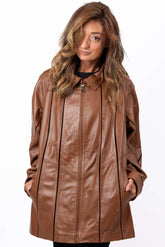 Women's leather jacket Elena Camel