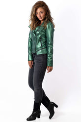 Women's leather jacket Aglaya Green Neon
