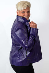 Kurtka skórzana damska Adelina Purple