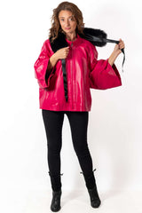 Women's leather jacket Ina Fuchsia