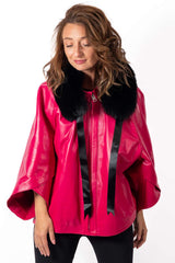 Women's leather jacket Ina Fuchsia