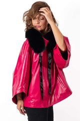 Women's leather jacket Ina Fuchsia