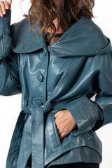 Women's leather jacket Joanna Aquamarine