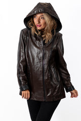 Women's leather jacket Zhana Brown