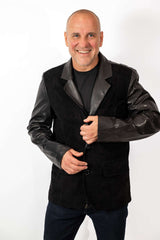 Men's Leather Jacket type Blazer made of genuine lambskin and suede.