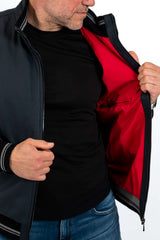 Men's leather bomber jacket Chris Blue