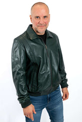 Men's leather bomber jacket Leo Green