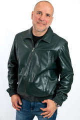 Men's leather bomber jacket Leo Green