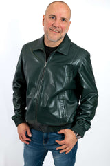 Men's leather bomber jacket Leo Green