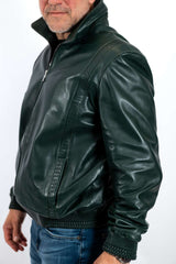 Men's leather bomber jacket Leo Green