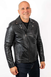 Men's leather jacket Borislav type Biker Black
