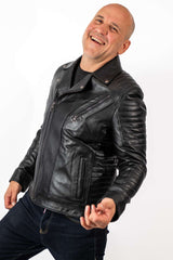Men's leather jacket Borislav type Biker Black