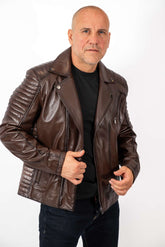 Men's leather jacket Borislav type Biker Brown