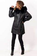 Women's exclusive lambskin coat Bisera with Fox