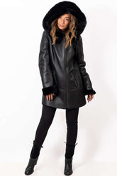 Ekskluzywny damski płaszcz ze skóry jagnięcej Galena