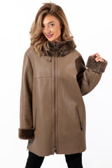 Women's exclusive lambskin coat Borislava Beige
