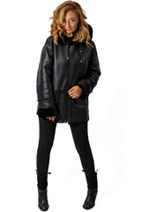 Women's exclusive lambskin coat Boyana Black
