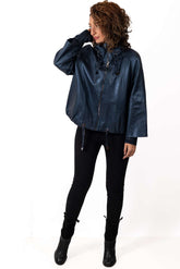 Women's leather coat Velina Blue