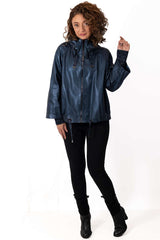 Women's leather coat Velina Blue