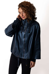 Women's leather coat Velina Blue