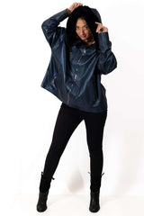 Women's leather coat Velizara Blue