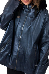 Women's leather coat Velizara Blue